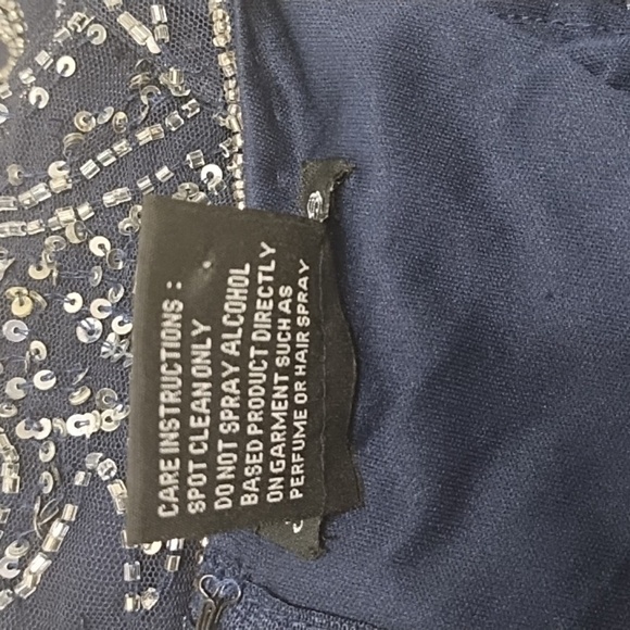 Pisarro Nights Beaded Leaf Sheath nave blue Dress in Size 10 - Picture 5 of 5